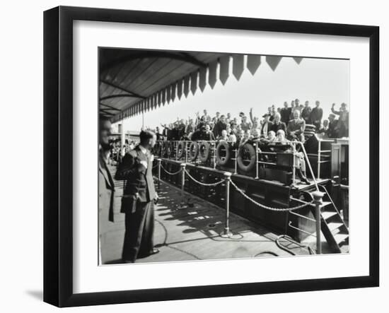 Children Aboard a Steamer Moored at Westminster Pier, London, 1937-null-Framed Premium Photographic Print