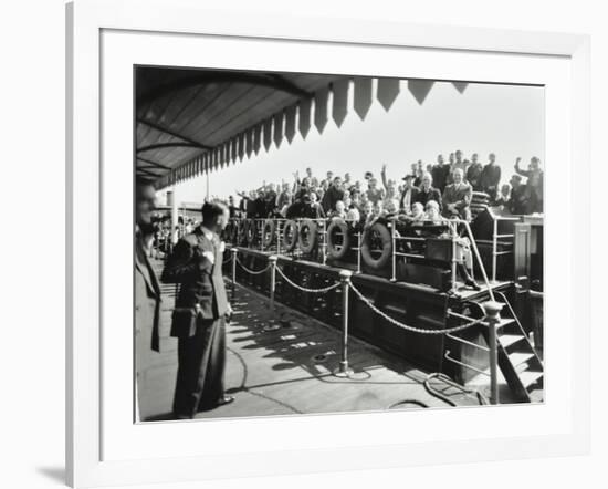 Children Aboard a Steamer Moored at Westminster Pier, London, 1937-null-Framed Photographic Print