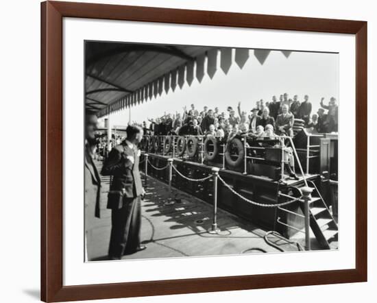 Children Aboard a Steamer Moored at Westminster Pier, London, 1937-null-Framed Photographic Print