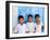 Children Against Blue Wall in Jaipur, Rajasthan, India-Bill Bachmann-Framed Premium Photographic Print