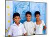 Children Against Blue Wall in Jaipur, Rajasthan, India-Bill Bachmann-Mounted Premium Photographic Print