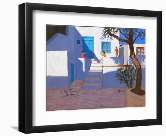 Children and Cats, Mykonos, 2017-Andrew Macara-Framed Premium Giclee Print