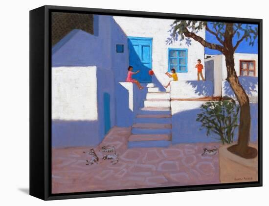 Children and Cats, Mykonos, 2017-Andrew Macara-Framed Stretched Canvas