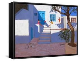 Children and Cats, Mykonos, 2017-Andrew Macara-Framed Stretched Canvas