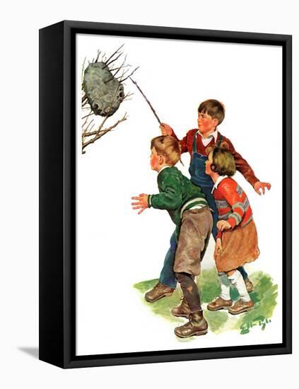 "Children and Hornets Nest,"March 16, 1935-Ellen Pyle-Framed Stretched Canvas