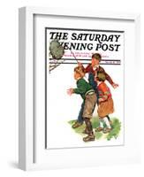 "Children and Hornets Nest," Saturday Evening Post Cover, March 16, 1935-Ellen Pyle-Framed Giclee Print