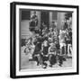 Children and Teacher Sitting Outside One-Room Country School-Hansel Mieth-Framed Premium Photographic Print