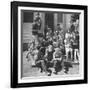 Children and Teacher Sitting Outside One-Room Country School-Hansel Mieth-Framed Premium Photographic Print