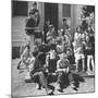 Children and Teacher Sitting Outside One-Room Country School-Hansel Mieth-Mounted Premium Photographic Print