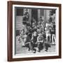 Children and Teacher Sitting Outside One-Room Country School-Hansel Mieth-Framed Premium Photographic Print