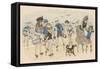 Children and their Dog on the Beach on a Windy Day-null-Framed Stretched Canvas