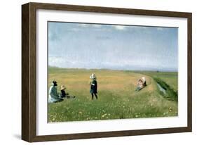 Children and Young Girls Picking Flowers in a Meadow North of Skagen-Michael Peter Ancher-Framed Giclee Print