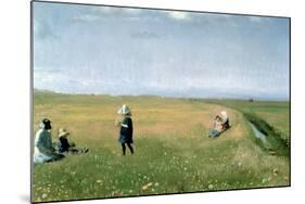 Children and Young Girls Picking Flowers in a Meadow North of Skagen-Michael Peter Ancher-Mounted Giclee Print