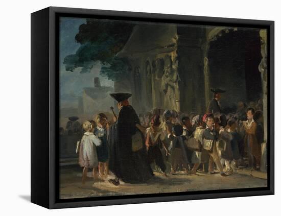 Children at a Church Door, Between 1817 and 1845-Nicolas-Toussaint Charlet-Framed Stretched Canvas