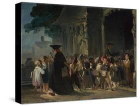 Children at a Church Door, Between 1817 and 1845-Nicolas-Toussaint Charlet-Stretched Canvas