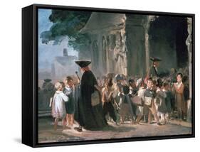 Children at a Church Door, C1817-1845-Nicolas-Toussaint Charlet-Framed Stretched Canvas