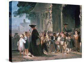 Children at a Church Door, C1817-1845-Nicolas-Toussaint Charlet-Stretched Canvas