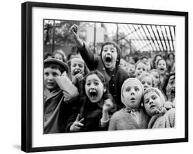 Children at a Puppet Theatre, Paris, 1963-Alfred Eisenstaedt-Framed Premium Photographic Print