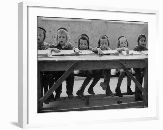 Children at Orthodox Jewish School Doing Lessons-Paul Schutzer-Framed Photographic Print