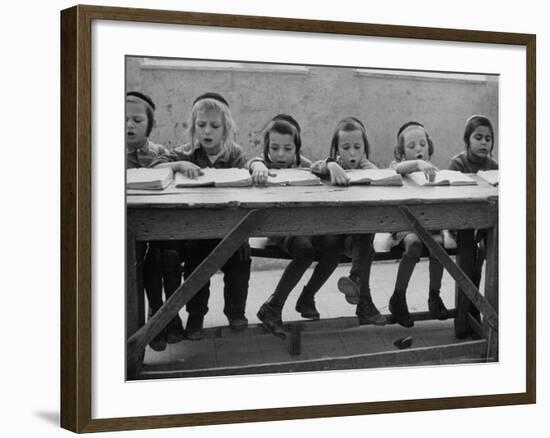 Children at Orthodox Jewish School Doing Lessons-Paul Schutzer-Framed Photographic Print