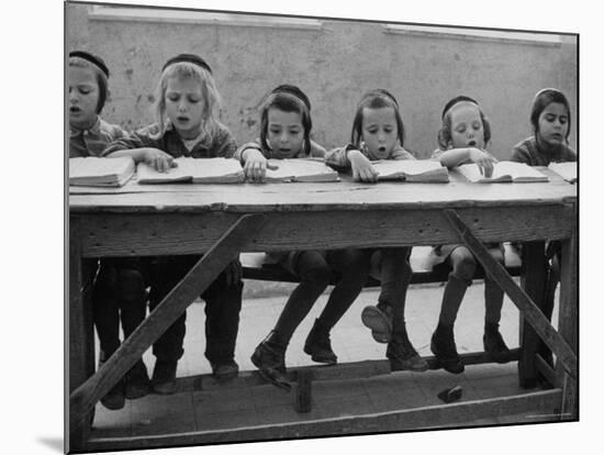 Children at Orthodox Jewish School Doing Lessons-Paul Schutzer-Mounted Photographic Print