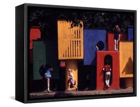 Children at Play in New York City Playgrounds-John Zimmerman-Framed Stretched Canvas