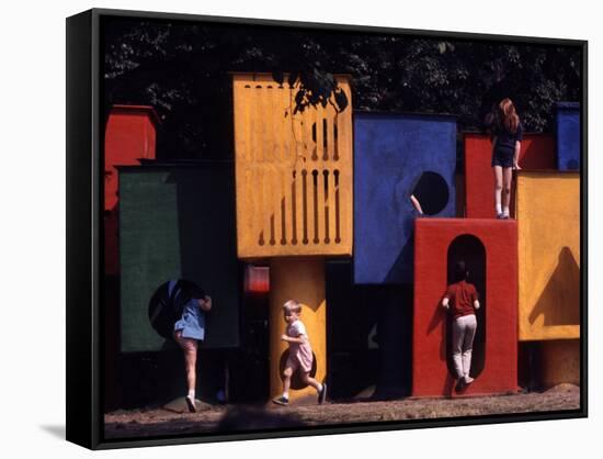 Children at Play in New York City Playgrounds-John Zimmerman-Framed Stretched Canvas