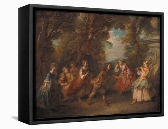 Children at Play in the Open-Nicolas Lancret-Framed Stretched Canvas