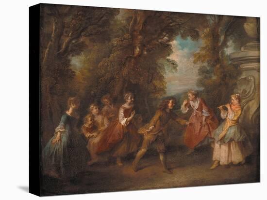 Children at Play in the Open-Nicolas Lancret-Stretched Canvas