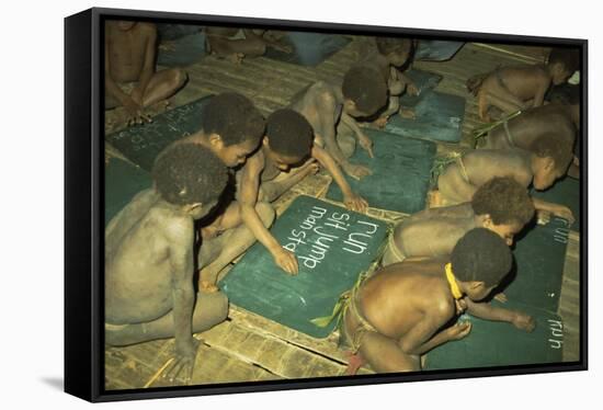 Children at School, Tari, Papua New Guinea-Carol Jopp-Framed Stretched Canvas