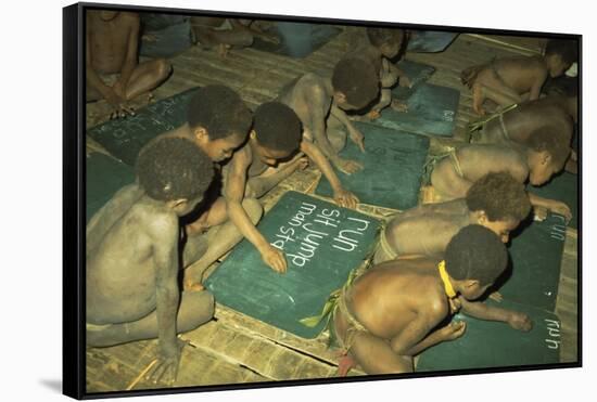 Children at School, Tari, Papua New Guinea-Carol Jopp-Framed Stretched Canvas