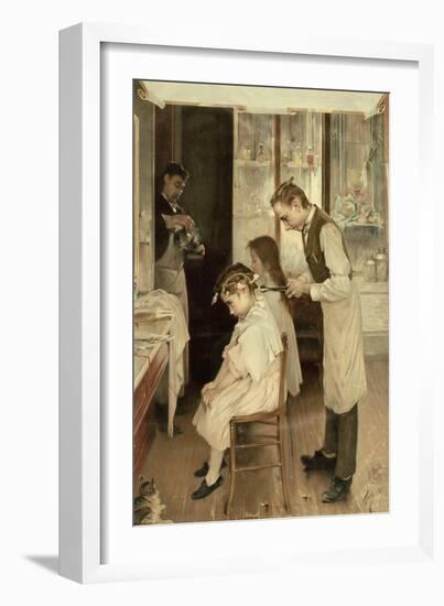 Children at the Hairdresser's-null-Framed Giclee Print