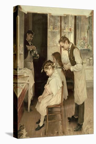 Children at the Hairdresser's-null-Stretched Canvas