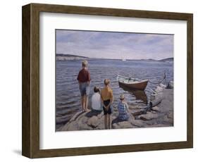 Children at the quay-Harald Oscar Sohlberg-Framed Giclee Print