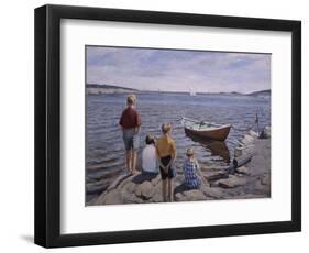 Children at the quay-Harald Oscar Sohlberg-Framed Giclee Print