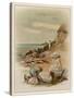 Children at the Seaside, Fishing in a Pool on the Beach-null-Stretched Canvas