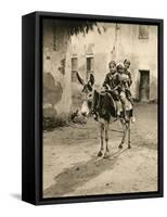 Children at the Village of Marg Near Cairo Riding a Donkey-null-Framed Stretched Canvas