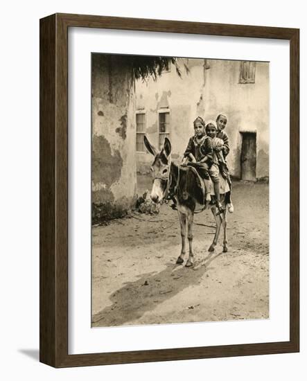 Children at the Village of Marg Near Cairo Riding a Donkey-null-Framed Art Print