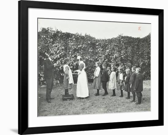 Children Being Weighed in the Garden, Montpelier House Open Air School, London, 1908-null-Framed Photographic Print