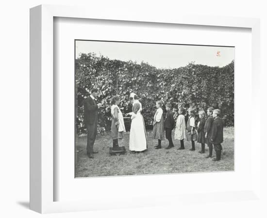 Children Being Weighed in the Garden, Montpelier House Open Air School, London, 1908-null-Framed Photographic Print