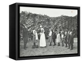 Children Being Weighed in the Garden, Montpelier House Open Air School, London, 1908-null-Framed Stretched Canvas