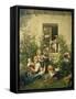 Children Blowing Bubbles, 1842-Ferdinand Georg Waldmüller-Framed Stretched Canvas