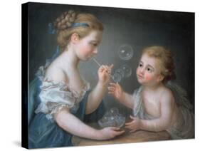 Children Blowing Bubbles-Jean-Etienne Liotard-Stretched Canvas