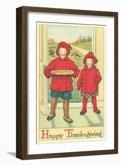 Children Bringing Pie-null-Framed Art Print