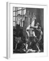 Children Building an Apartment House with Blocks-Nina Leen-Framed Photographic Print