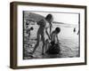 Children Building Sandcastles on a British Beach-null-Framed Photographic Print