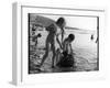 Children Building Sandcastles on a British Beach-null-Framed Photographic Print