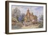 Children by a Thatched Cottage at Chiddingfold-Myles Birket Foster-Framed Giclee Print