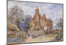 Children by a Thatched Cottage at Chiddingfold-Myles Birket Foster-Mounted Giclee Print