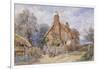 Children by a Thatched Cottage at Chiddingfold-Myles Birket Foster-Framed Giclee Print